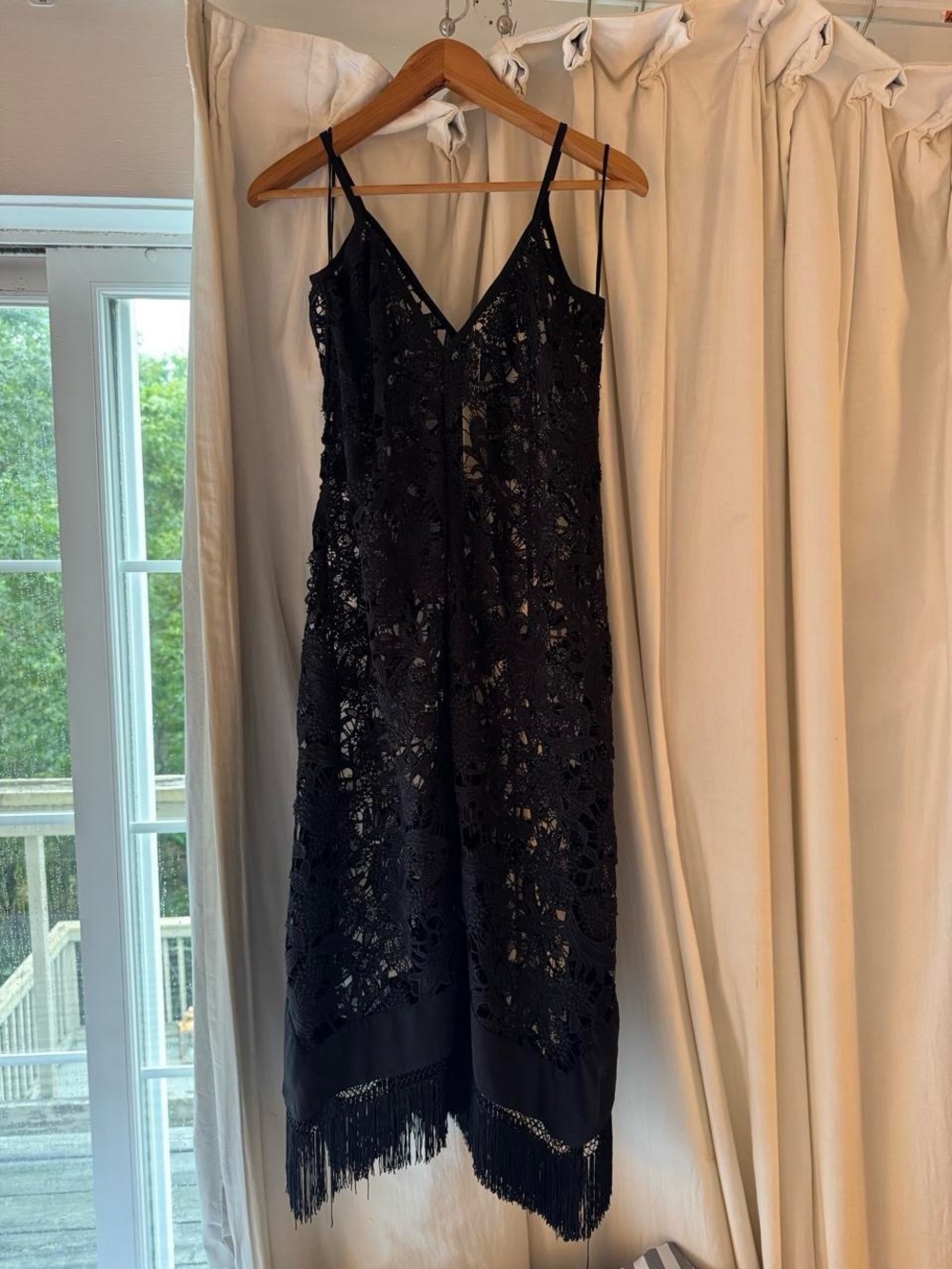 Ramy Brook Black Crochet Fringe Swim Coverup